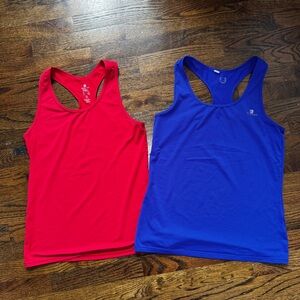 Vibrant Racerback Tank Tops in Red and Blue